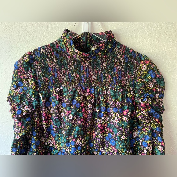 NWT Munthe Smocked High Neck Long Sleeves Mini Dress Puffy Black US 12 EU 44 - Picture 8 of 14